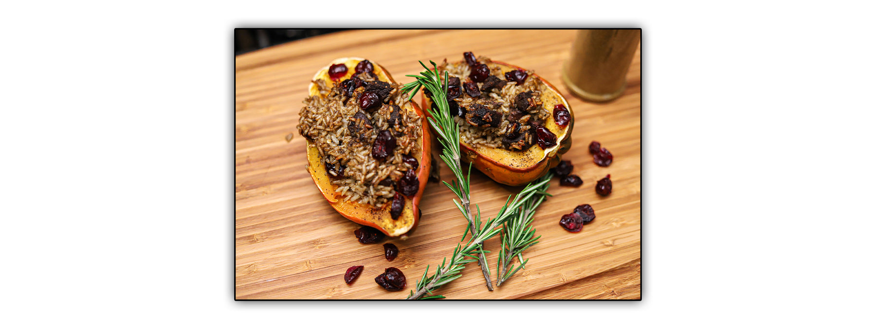Acorn Squash stuffed with Venison, Brown Rice and Cranberries