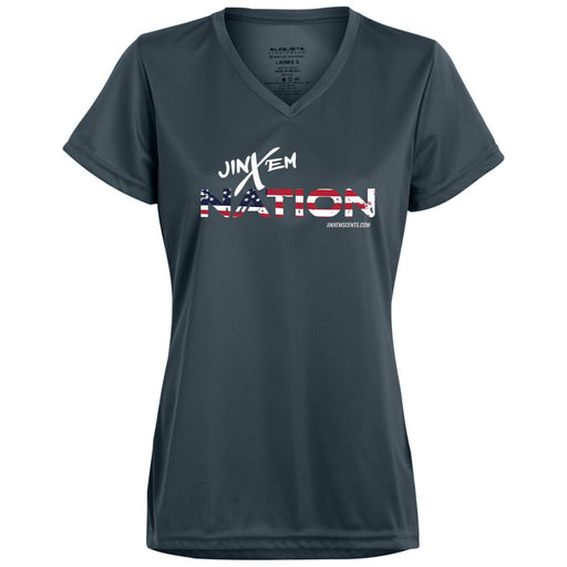 Ladies’ Moisture-Wicking V-Neck Tee Jinx'em Scents