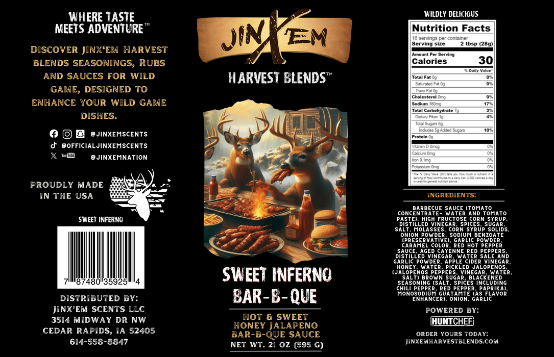 Sweet Inferno - Hot & Sweet Honey Jalapeño BBQ Sauce