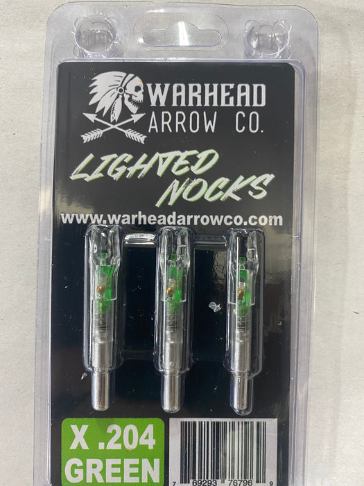 Warhead Arrow Co .204 Lighted X Nocks Green 3pk